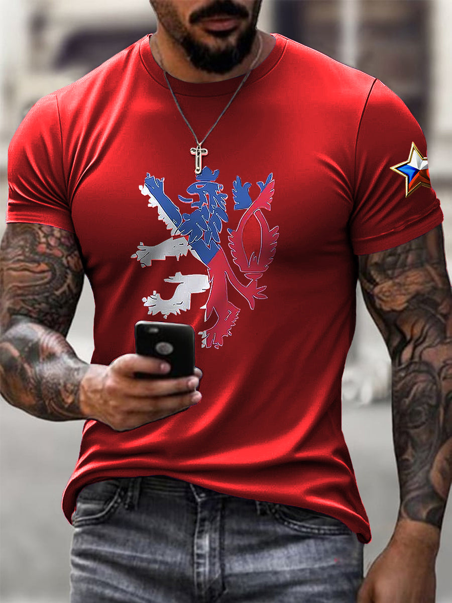 Pánské vintage vlajka lion casual tshirt