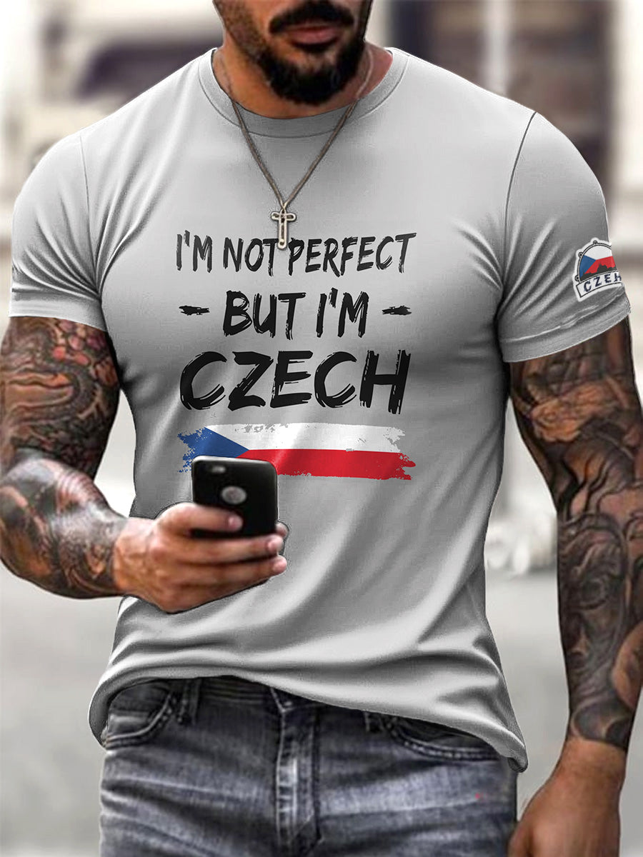 Pánské šedé tričko s módním motivem české vlajky