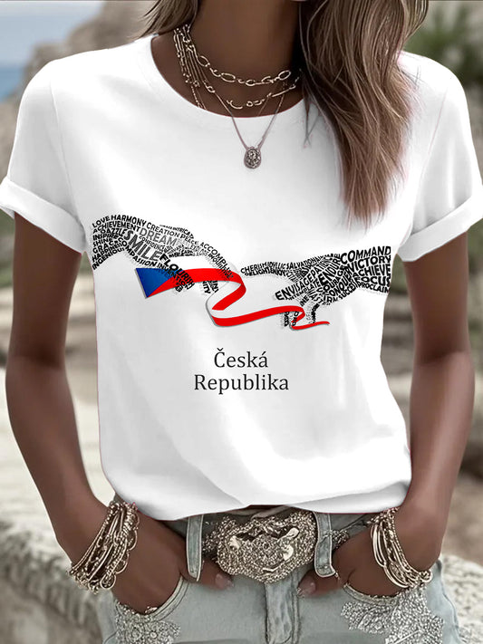 Ženské pohodlné tričko s českou vlajkou a zábavným motivem
