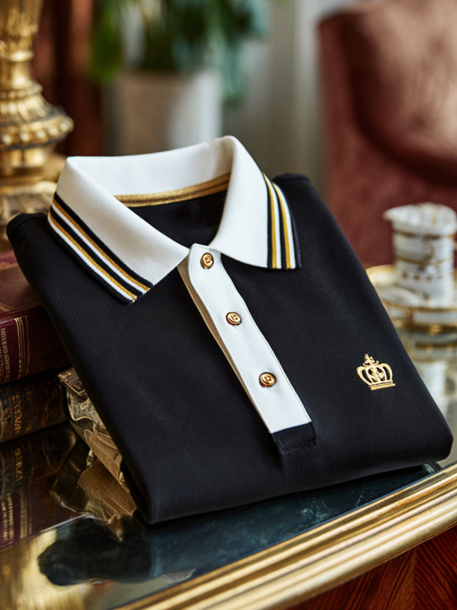 Retro classic royal crest business short-sleeve polo shirt