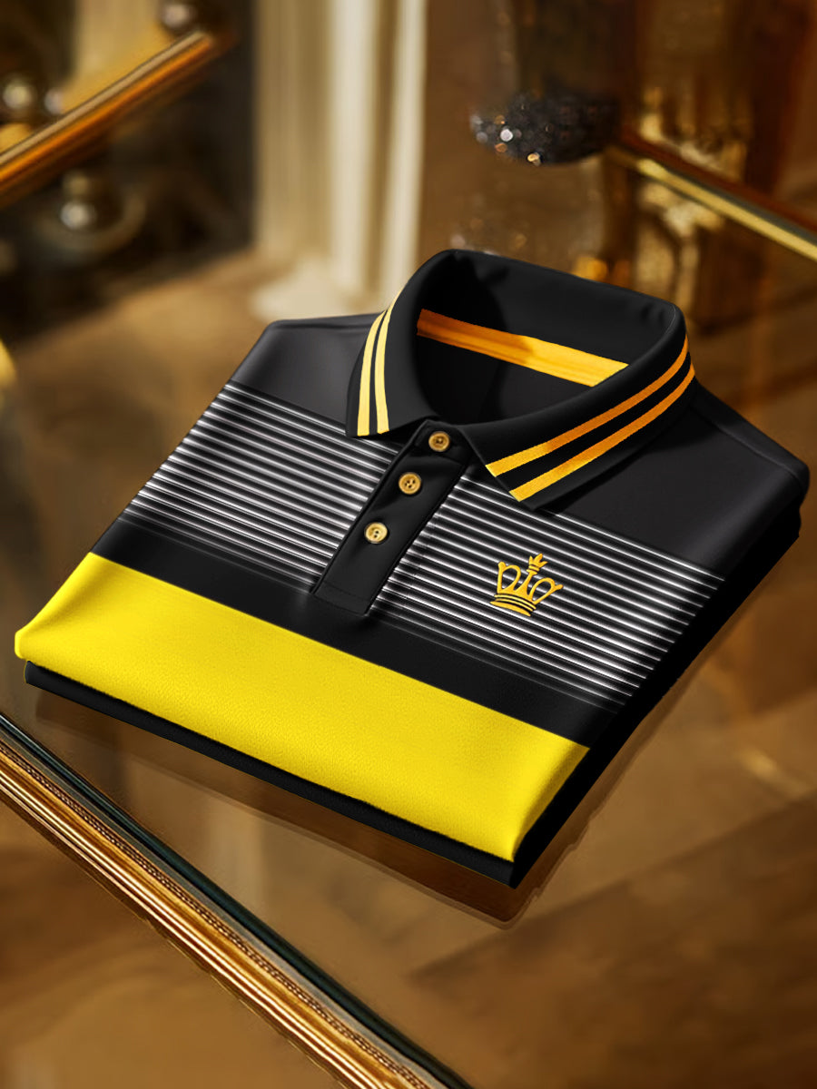 Retro gradient stripe art print business polo s krátkými rukávy