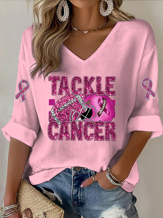 Women's breast cancer awareness casual long sleeve top