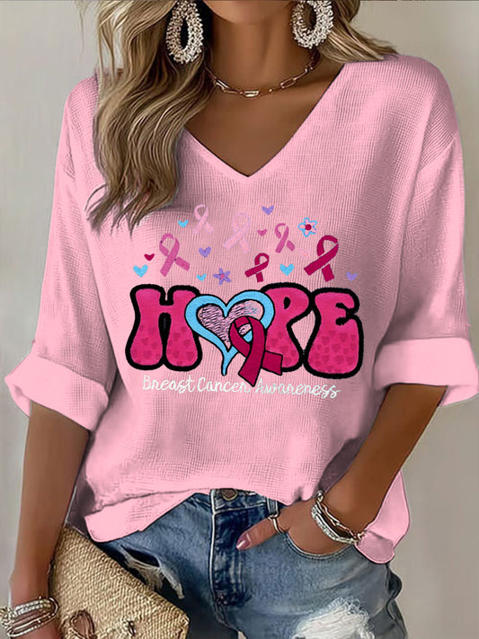 Women's breast cancer awareness casual long-sleeve top