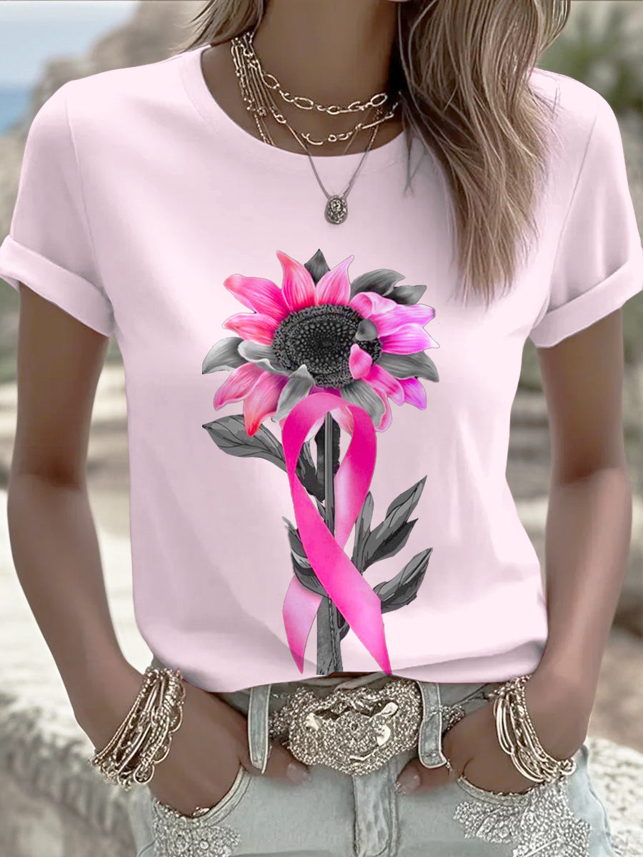 Women's floral ribbon casual t-shirt