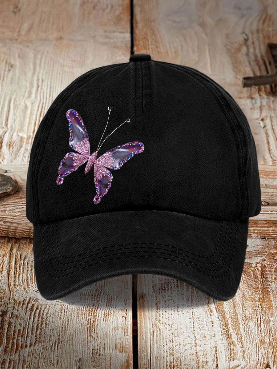 Dámské populární černý klobouk v evropském stylu ozdobený jiskřivým kamínkem butterfly print skvělá volba pro stylové každodenní oděvy