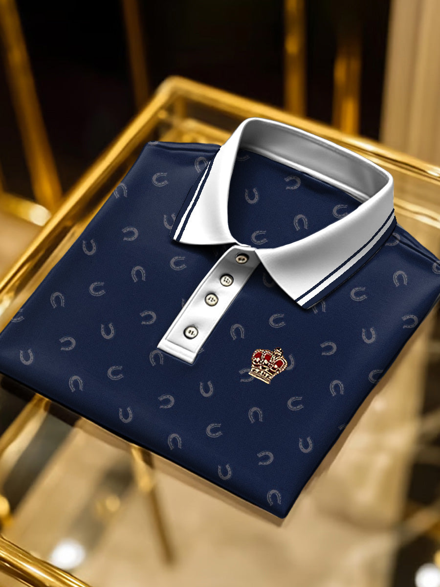 Men navy blue magnetic business polo shirt