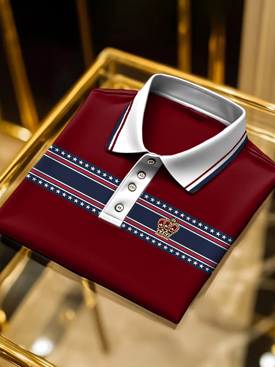 Pánské vintage hvězdné pruhované polo košile