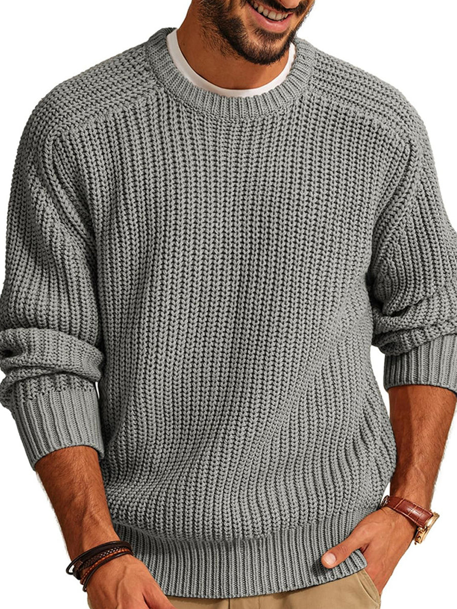 Pánské vintage styl relaxedfit crewneck svetr