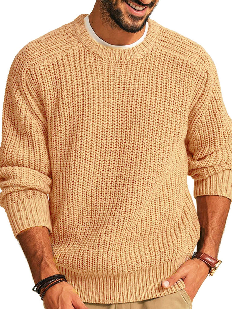 Pánské vintage styl relaxedfit crewneck svetr