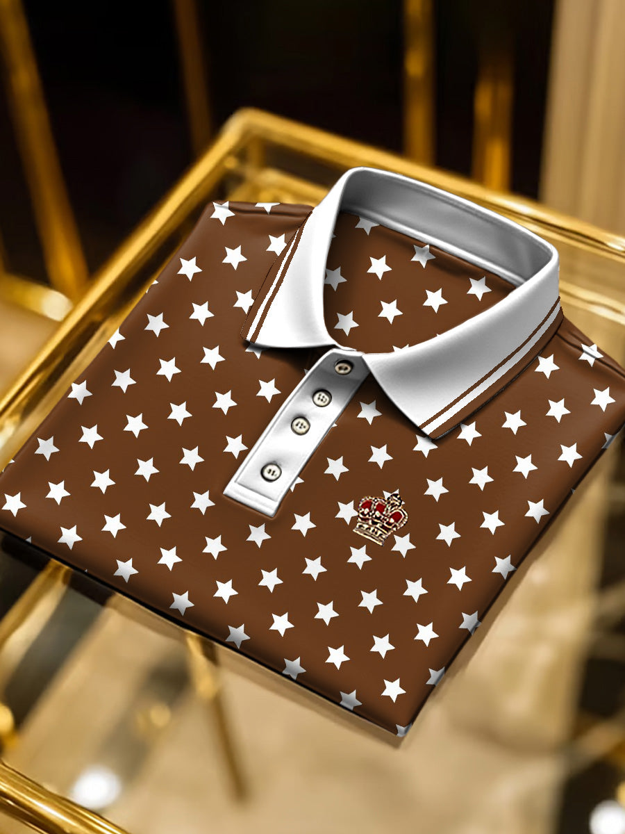 Pánské hnědé hvězdy business polo košile
