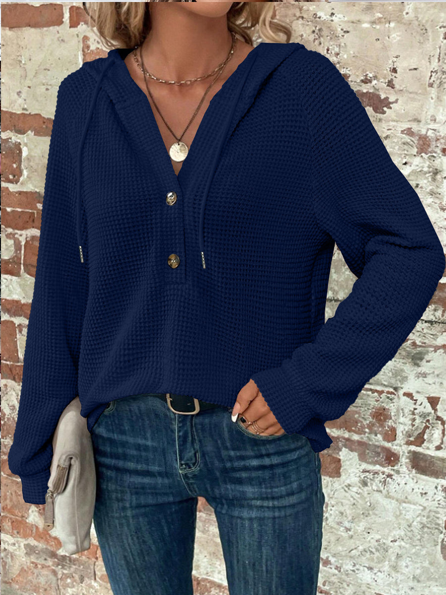 Dámské vintageinspirované casual vneck hoodie