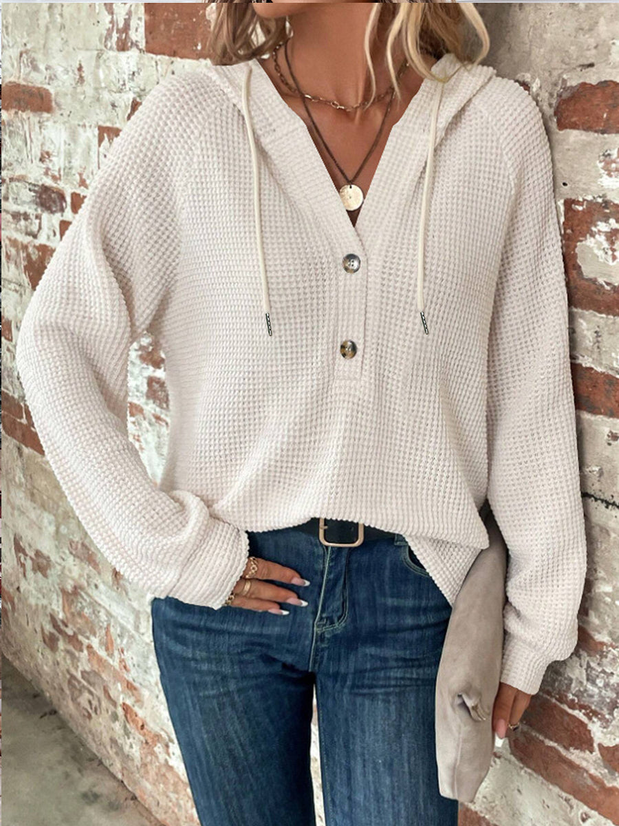 Dámské vintageinspirované casual vneck hoodie