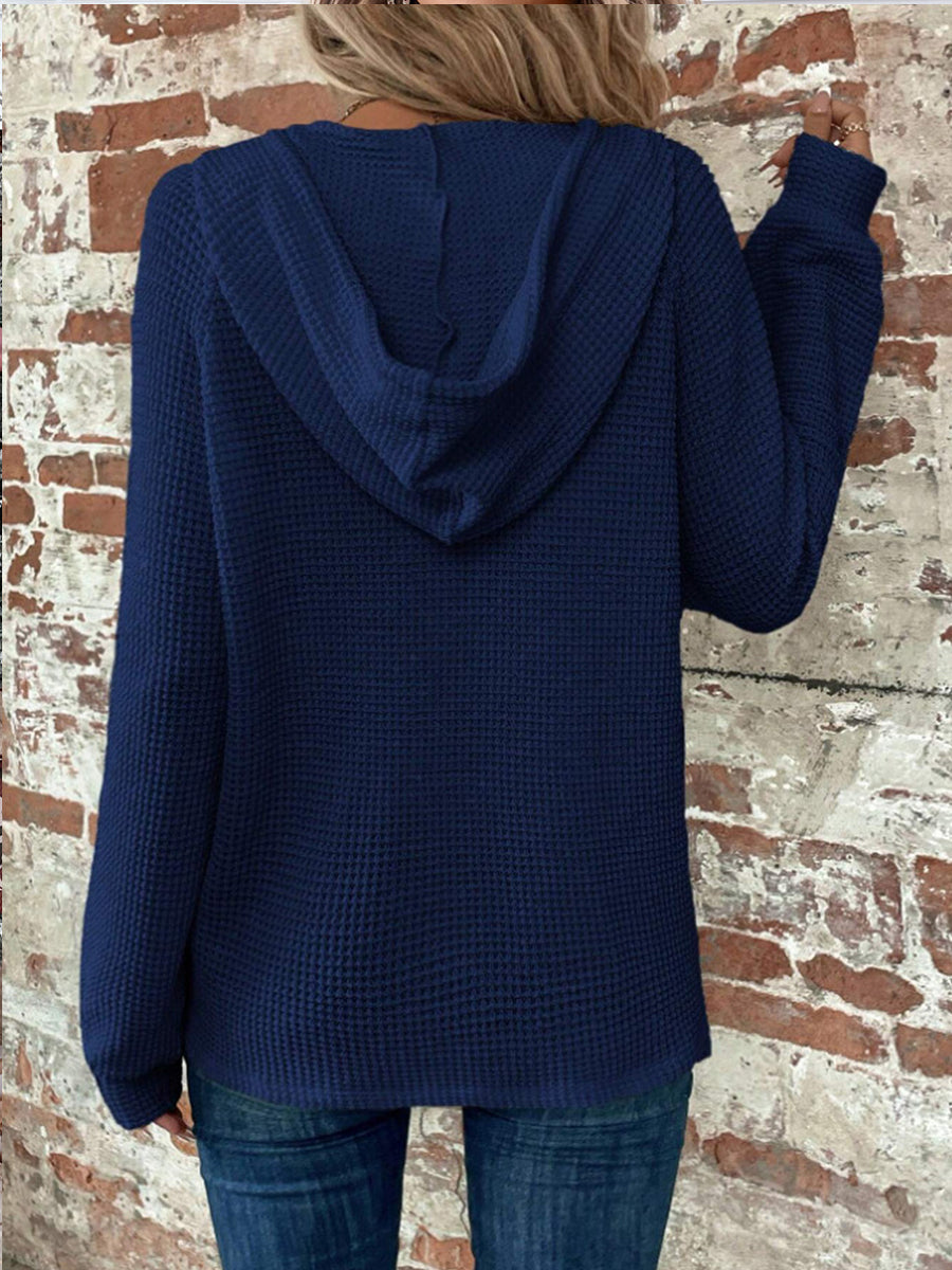 Dámské vintageinspirované casual vneck hoodie