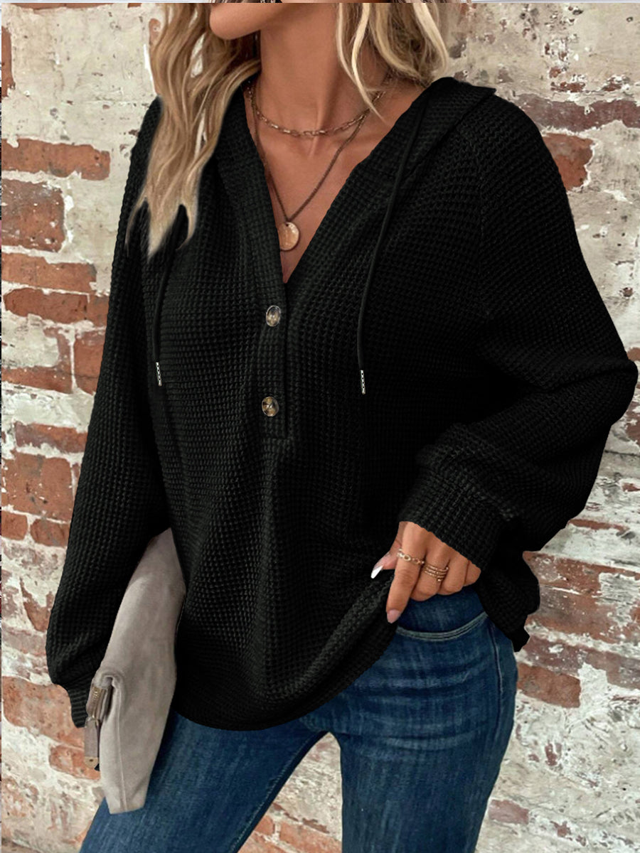 Dámské vintageinspirované casual vneck hoodie