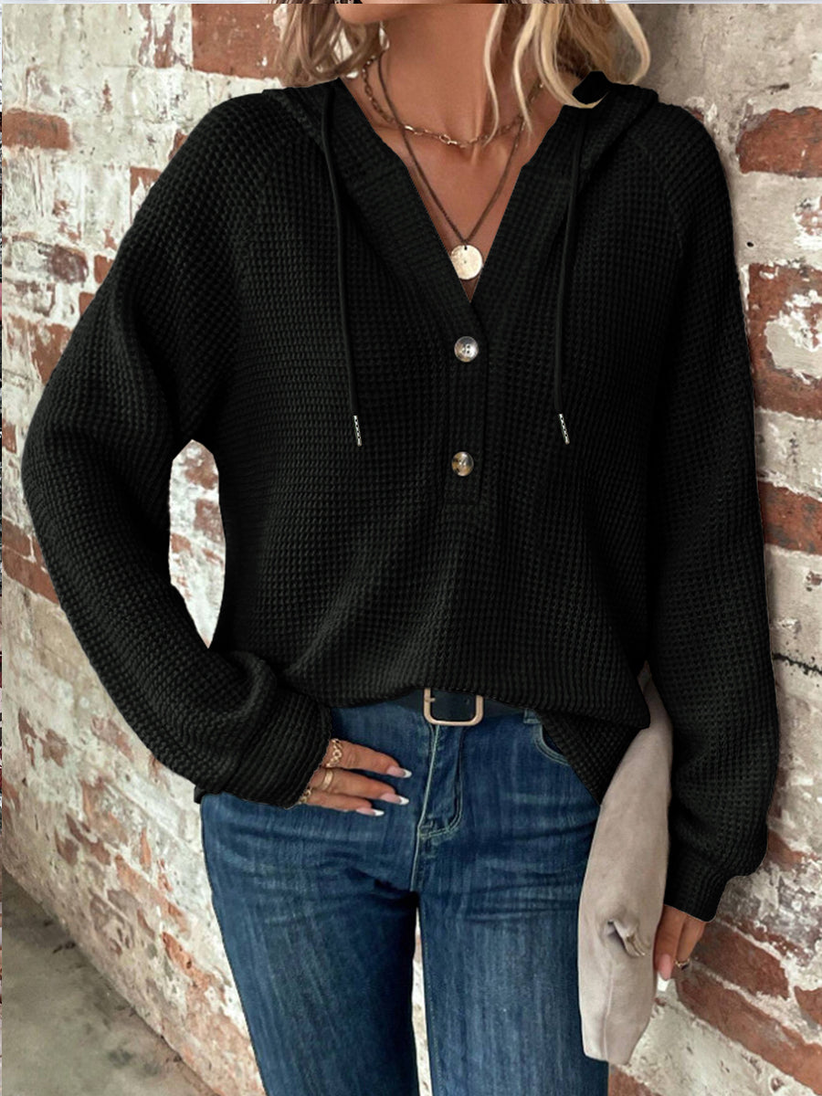 Dámské vintageinspirované casual vneck hoodie
