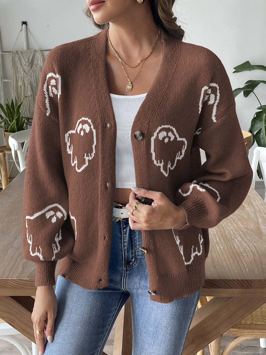 Dámské vintage halloween duch vneck pletené vesty1