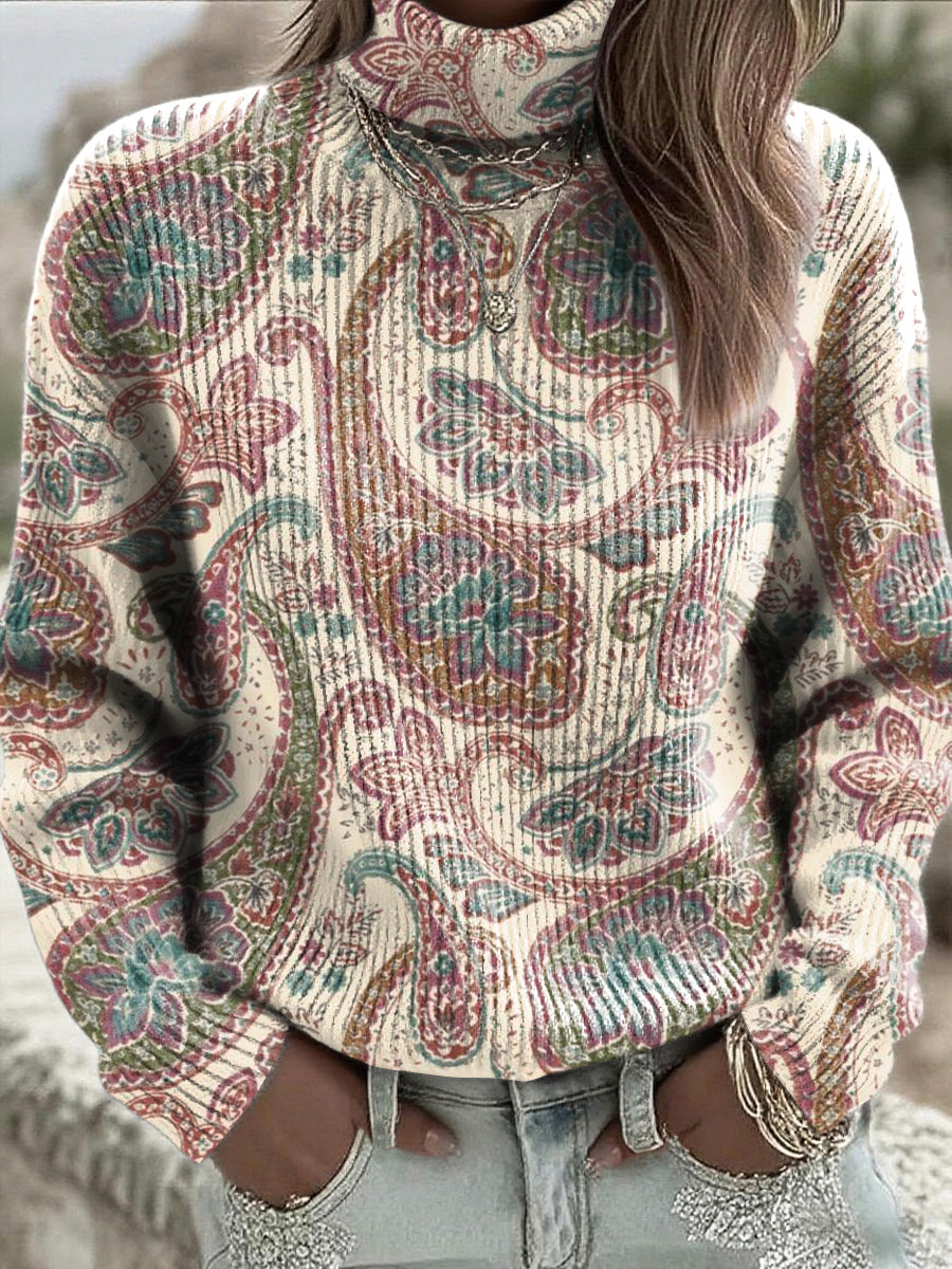 Dámské světlobarevné paisley kolečko jumper