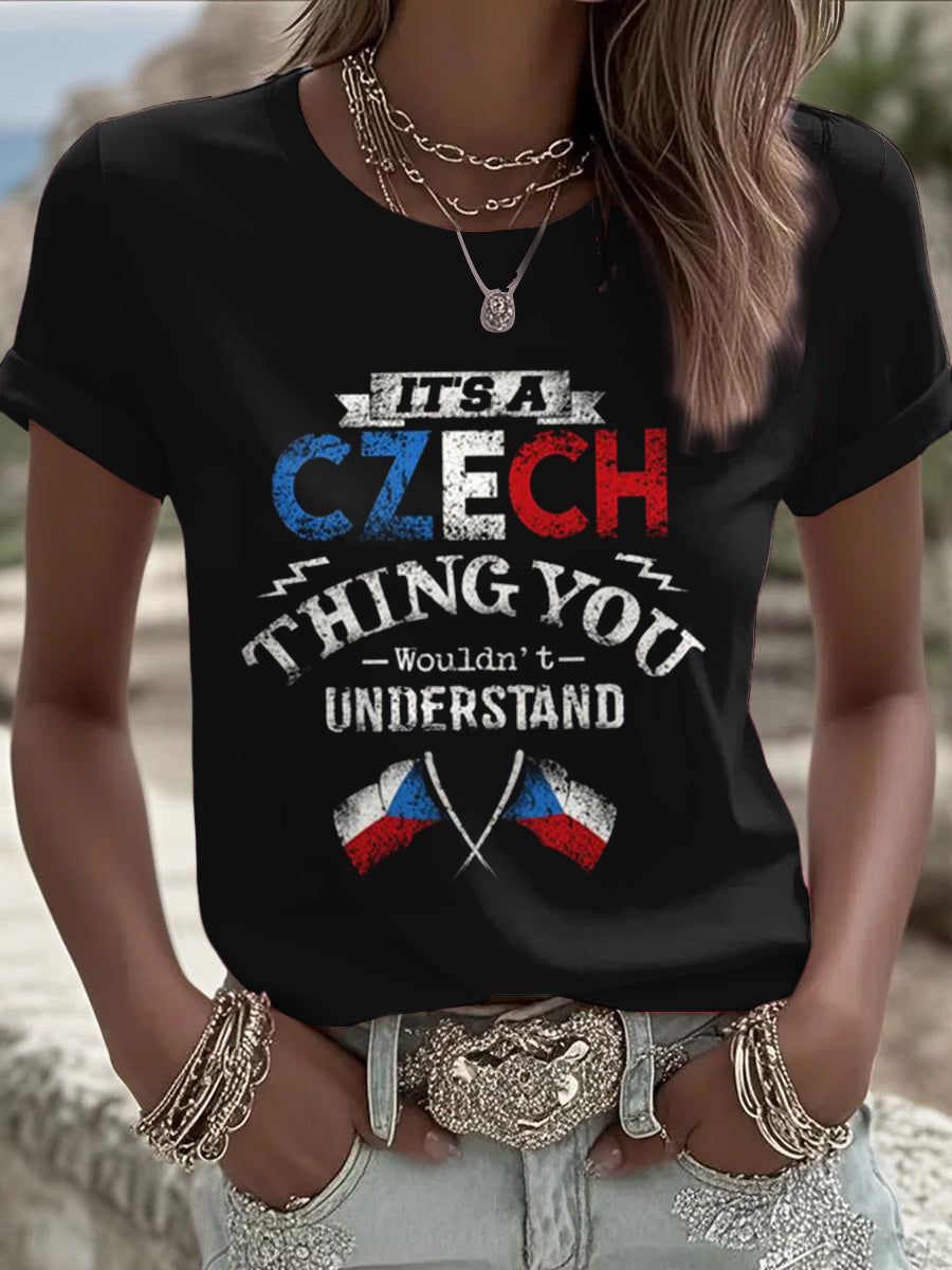 Dámské black česká vlajka módní tričko