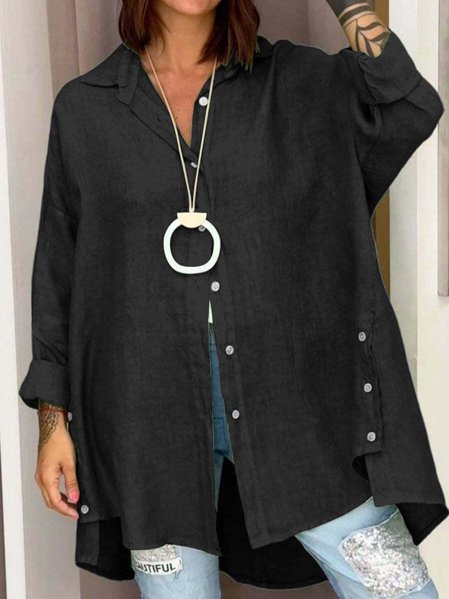 Dámské módní příležitostné bavlněnélinné směs oversized košile