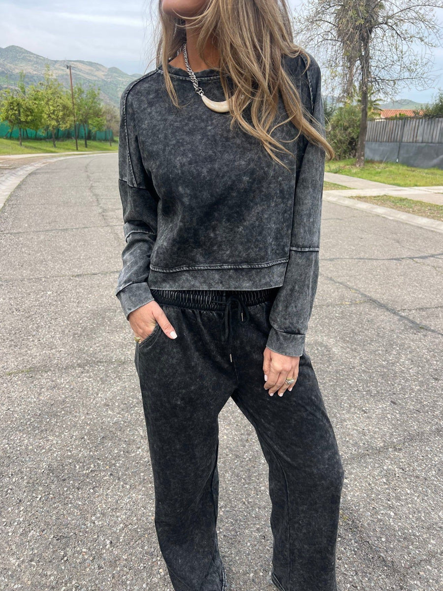 Women casual fashion laceup round neck pantsuit s dlouhým rukávem