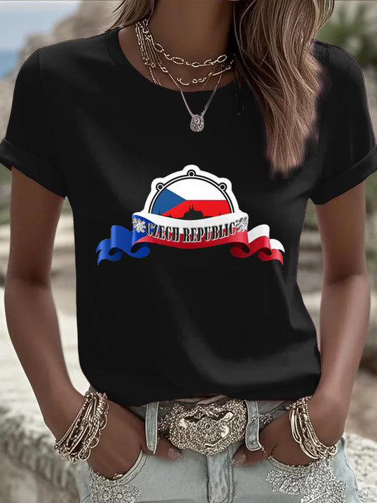 Dámské černé košile s páskou s českou vlajkou