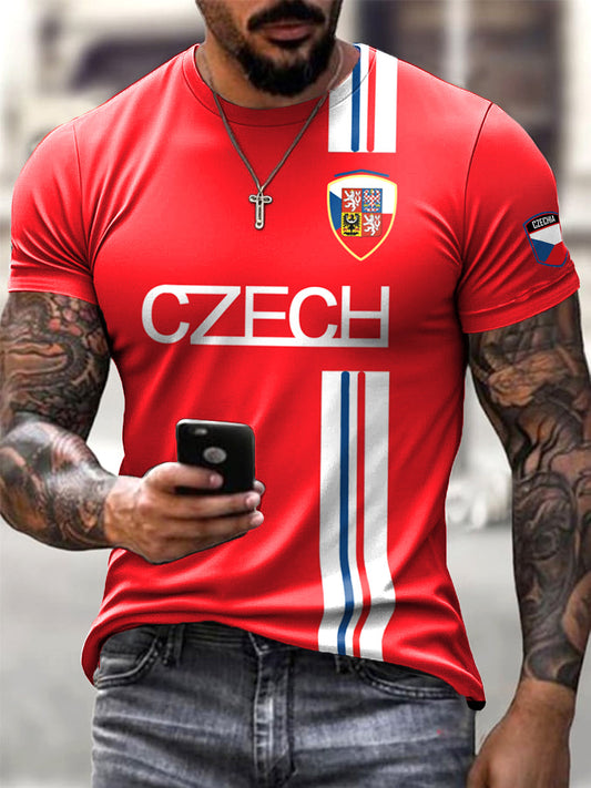 Pánské červené košile s českou vlajkou
