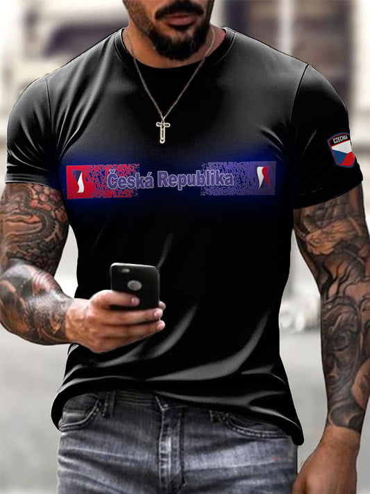Pánské černé v českém stylu chladné minimalistické tričko