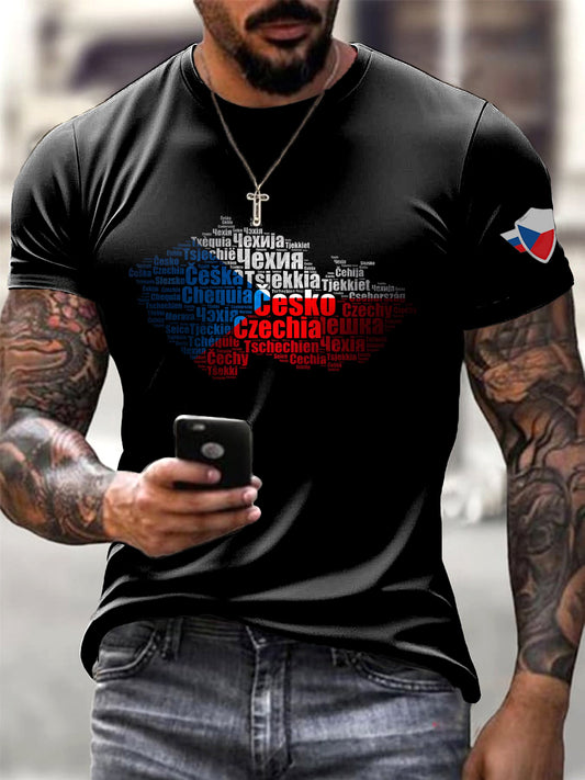 Pánské černé česká republika mapa tshirt