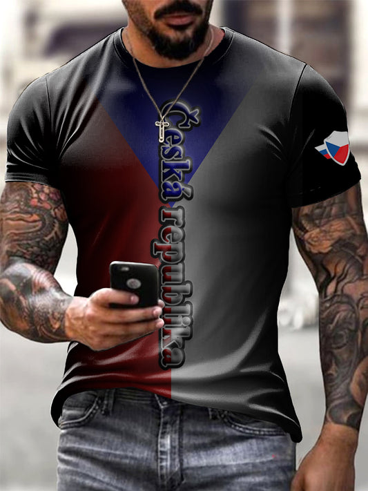 Pánské české vlajky kreativní text tshirt