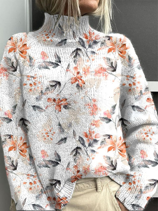 Dámské bílé květiny elegantní kolečko jumper