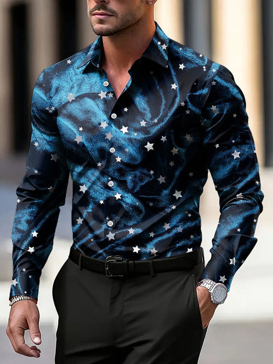 Pánské vintage gradient star business casual košile