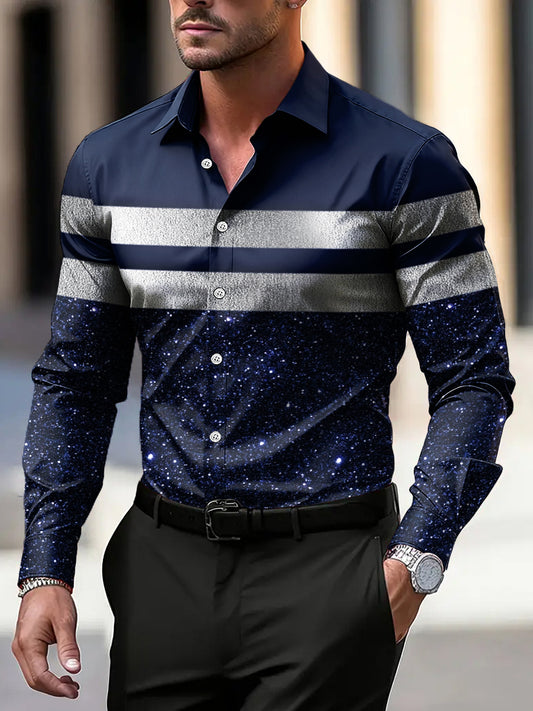 Pánské vintage pruhované umělecké podnikání denní košile