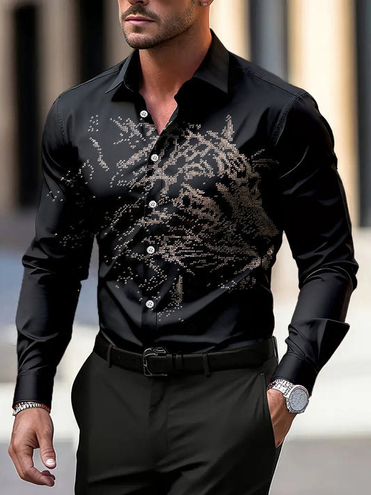 Pánské vintage leopard tisk umělecké podnikání denní košile