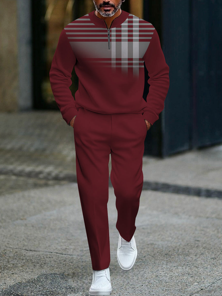 Pánské vintage minimalistický polo dlouhé kalhoty dvoudílná sada