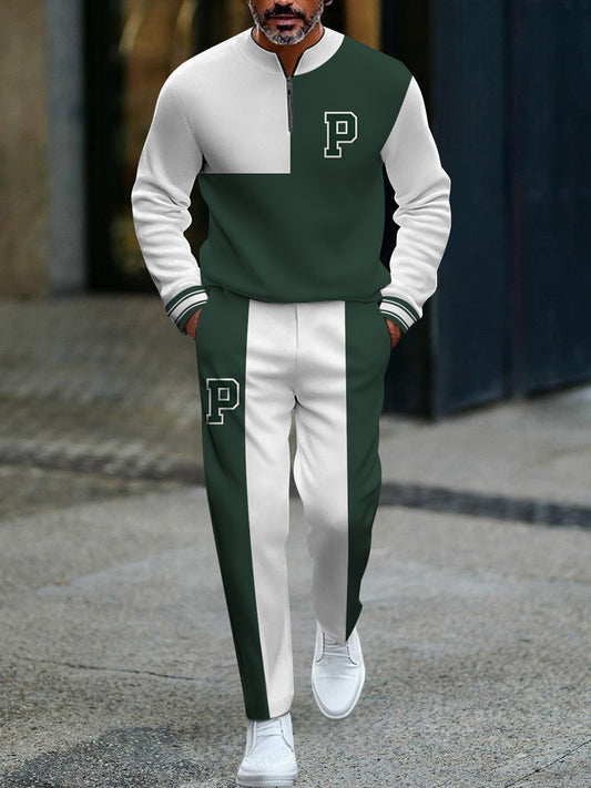 Pánské vintage minimalistický polo dlouhé kalhoty dvoudílná sada