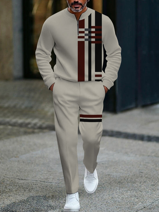 Pánské vintage minimalistický polo dlouhé kalhoty dvoudílná sada