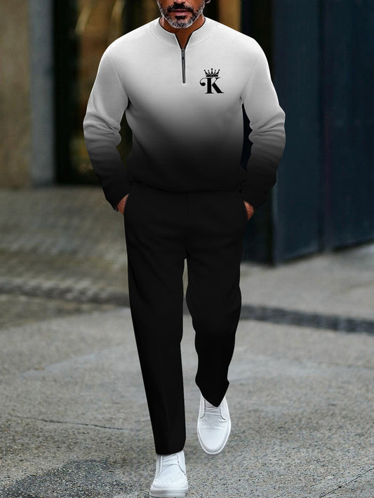 Pánské vintage minimalistický polo dlouhé kalhoty dvoudílná sada