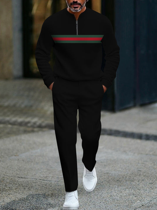 Pánské vintage minimalistický polo dlouhé kalhoty dvoudílná sada