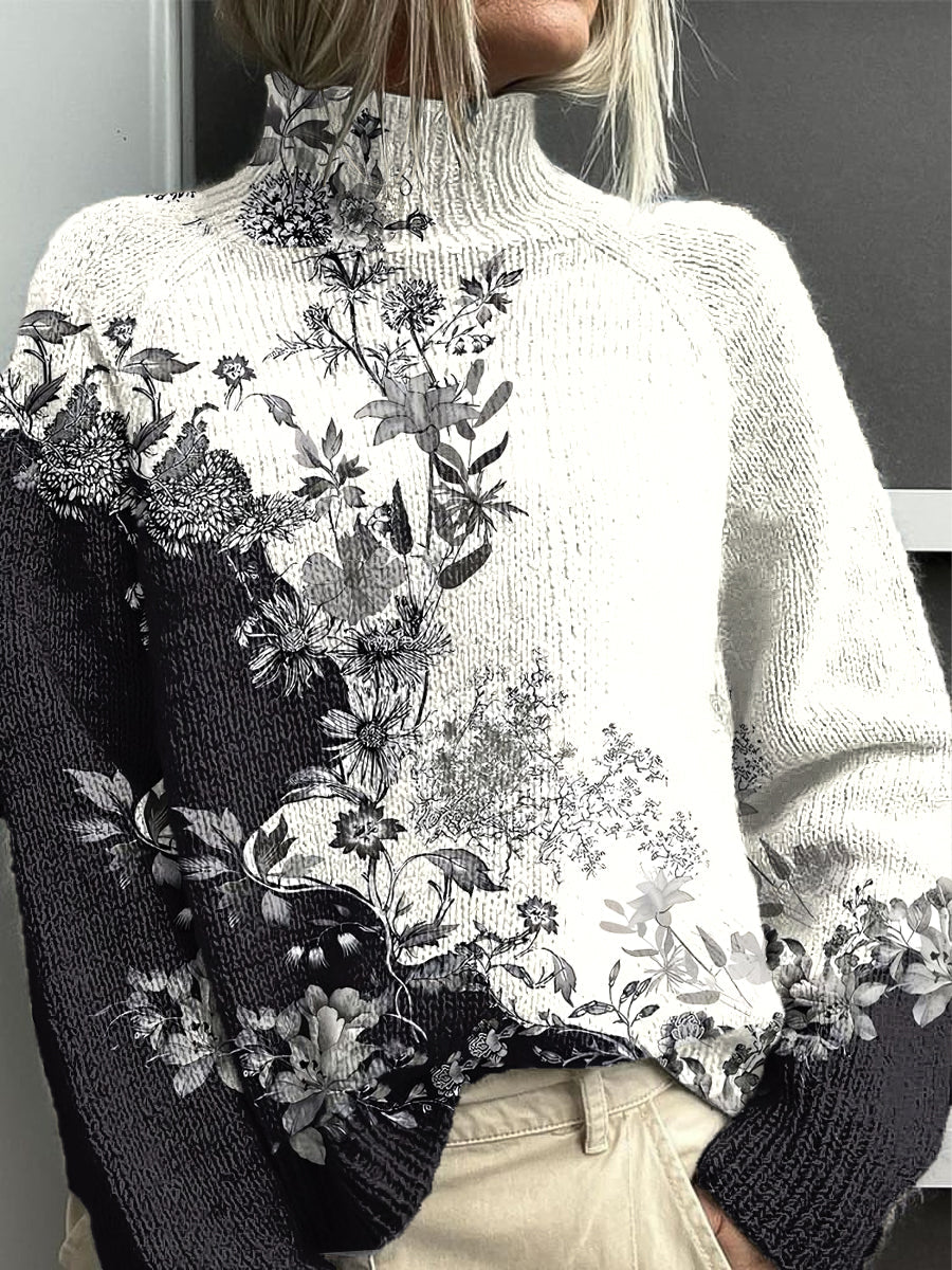 Dámské vintage květinové patchwork umělecké kolečko svetr multicolour / s