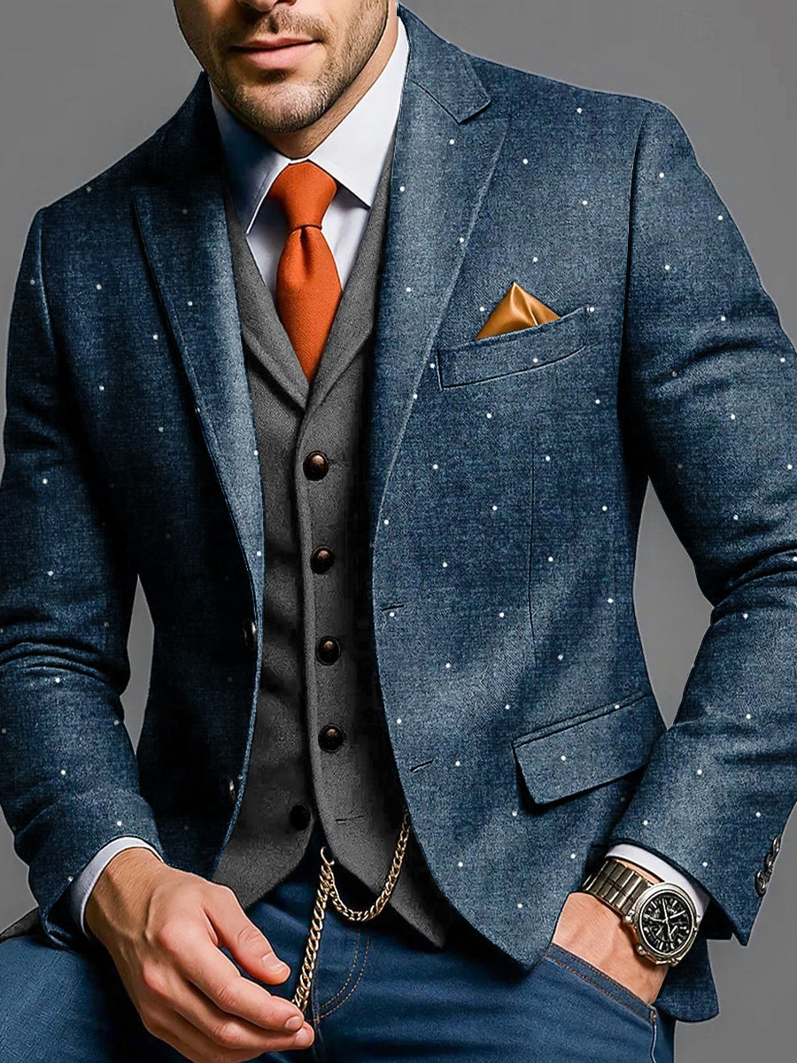 Men vintage polka dot business casual blazer