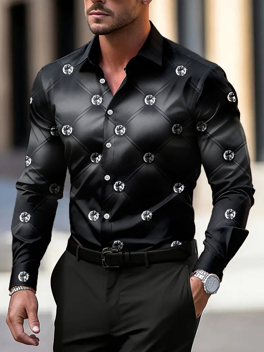 Pánské vintage geometrické shimmer casual business shirt