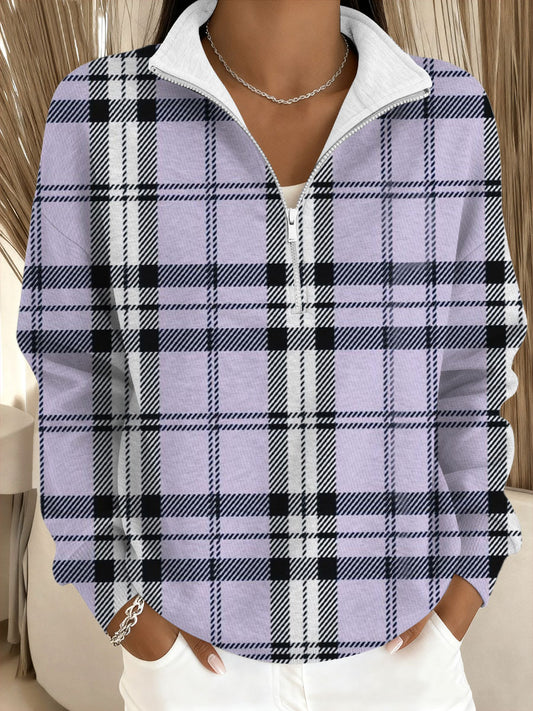 Dámské elegantní mikina s plaidovým stojanem