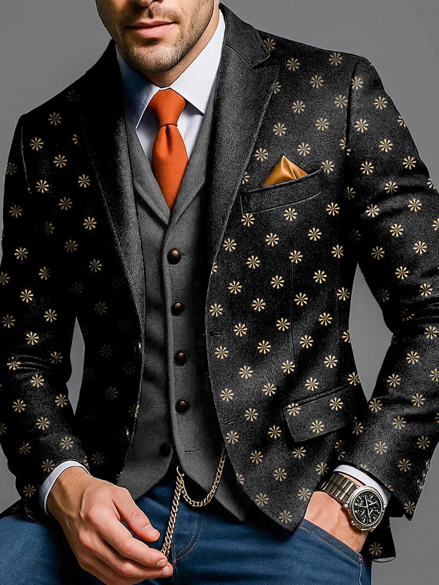 Pánské vintage vzorované každodenní business suit bunda