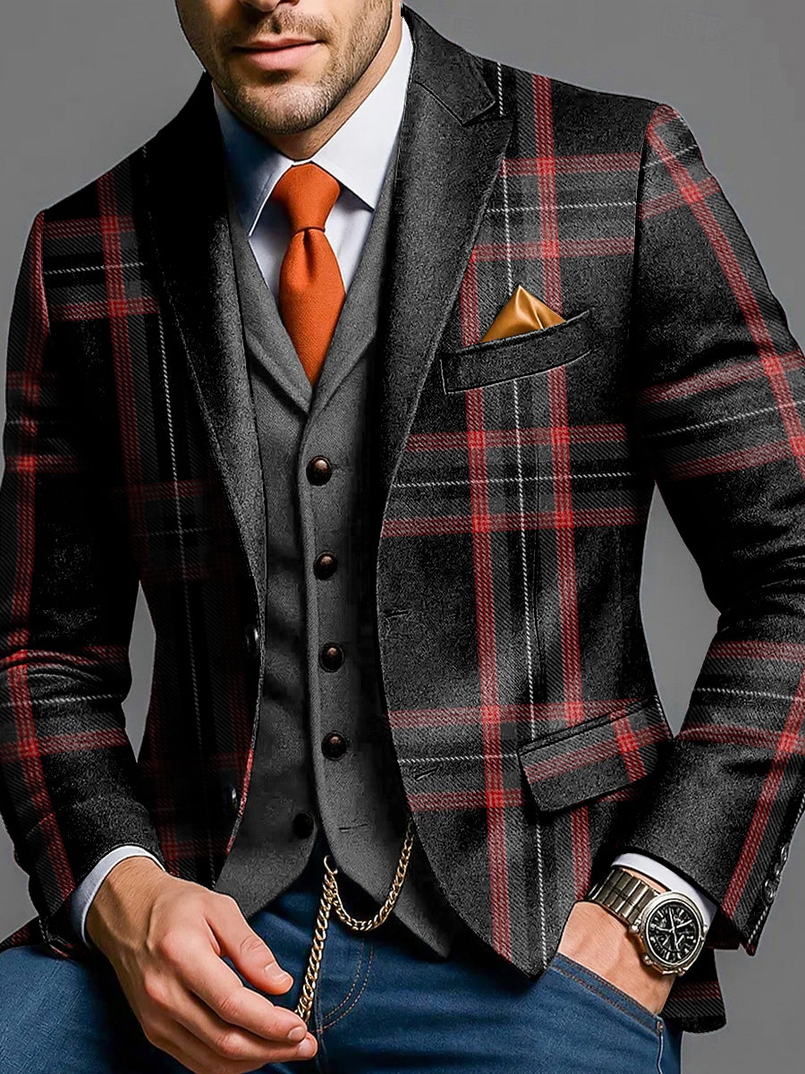 Pánské ročník pleděné příležitostné obchodní blazer