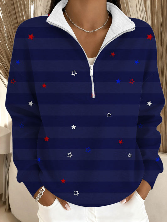 Dámské zářičné pruhované tričko s stojáky