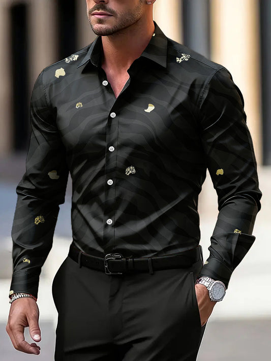 Pánské vintage abstraktní zvířecí tisk business casual košile
