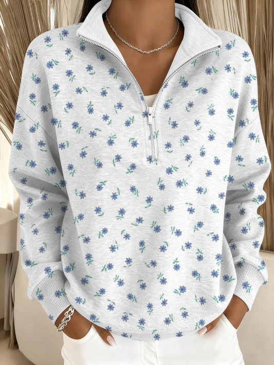 Dámské jemné modré květinové stojanygolier mikina