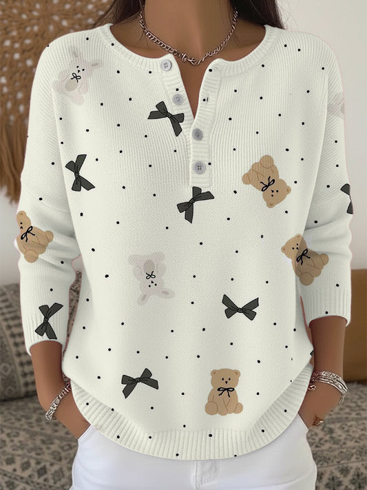 Dámské krásné luk a teddy henley svetr