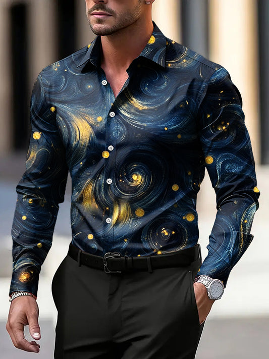 Pánské vintage swirl textury business casual košile