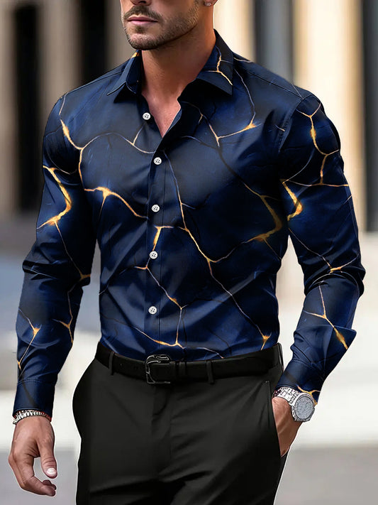 Pánské vintage art crack business casual košile